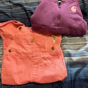 2T carhartt hoodie and overalls